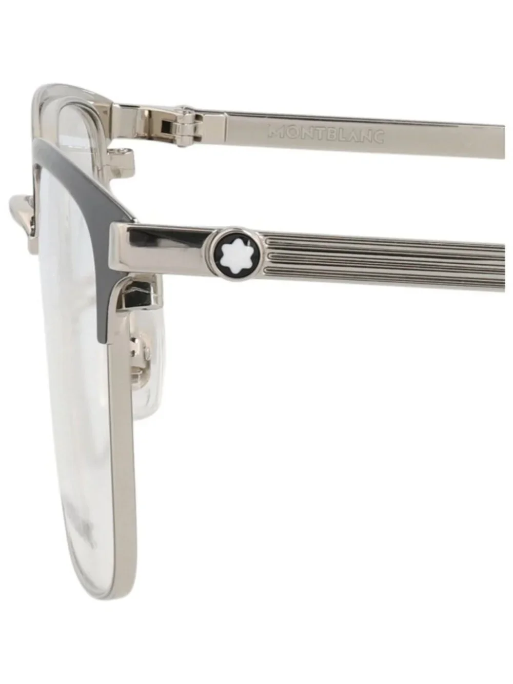 New Montblanc Women's Eyeglasses Square Rectangle Metal Frame Mens Silver Silver